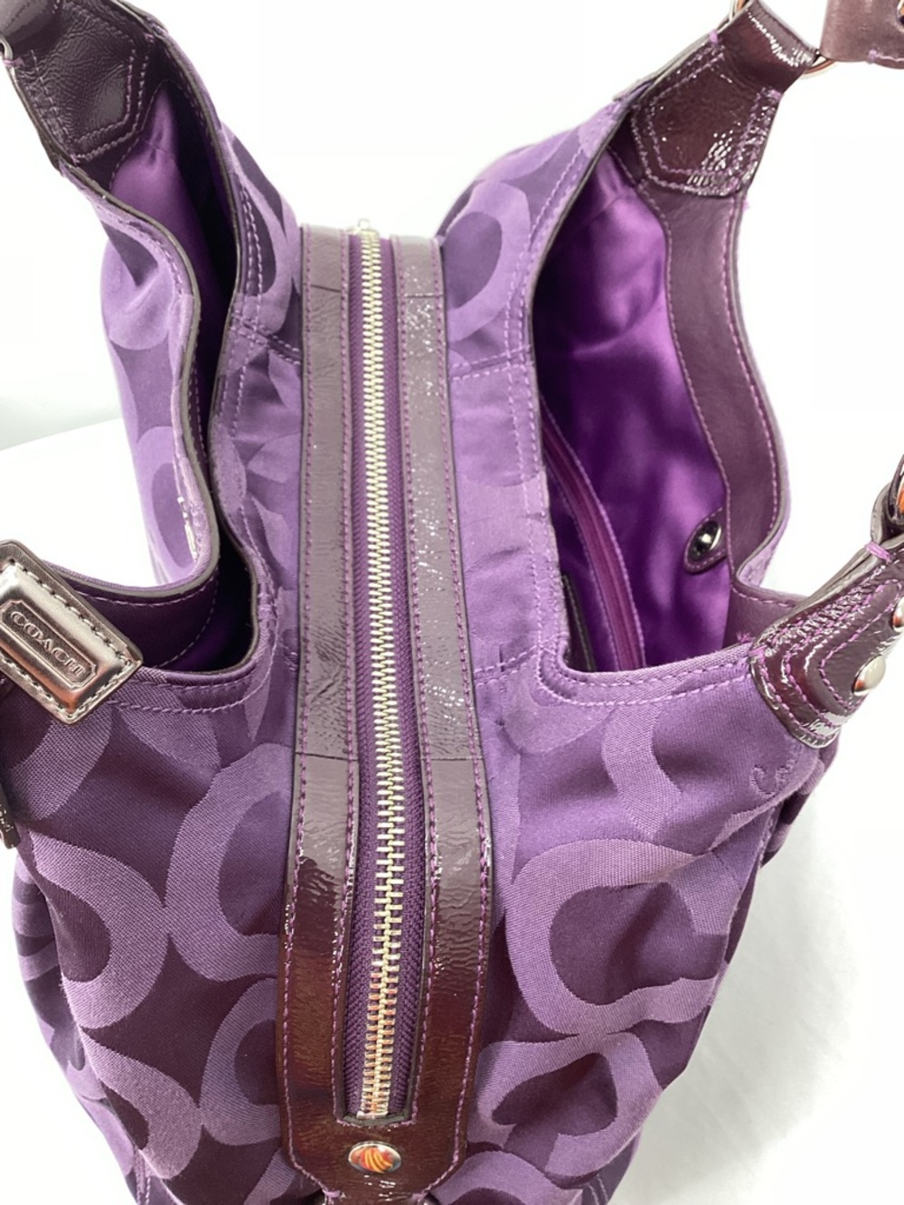 Y2K Coach Madison Maggie Purple Signature Shoulder Bag - Picture 8 of 16